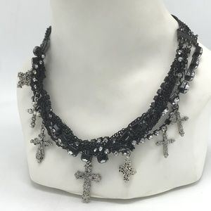 Material Girl Black Punk Chain Rhinestone Necklace